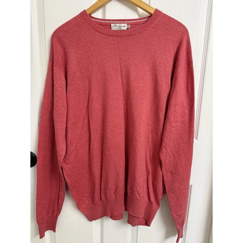 Peter Millar Crown Soft Sweater Men's L Red Pullover Cotton Silk Buisness Casual